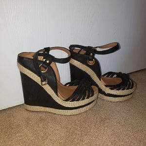 Qupid black wedge heels